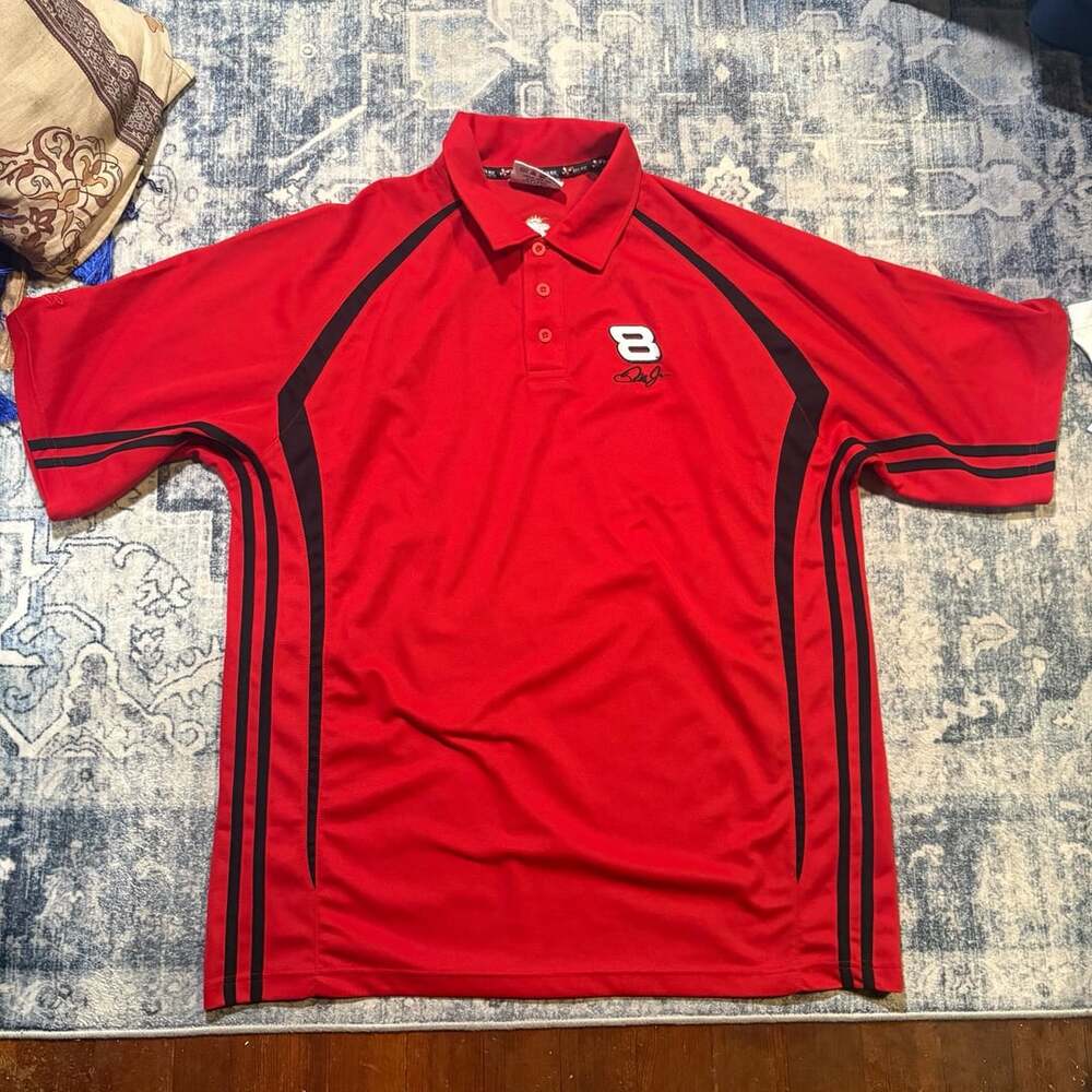 Chase Authentics Dale Earnhardt Jr NASCAR Polo Size L Red Budweiser #8 Shirt